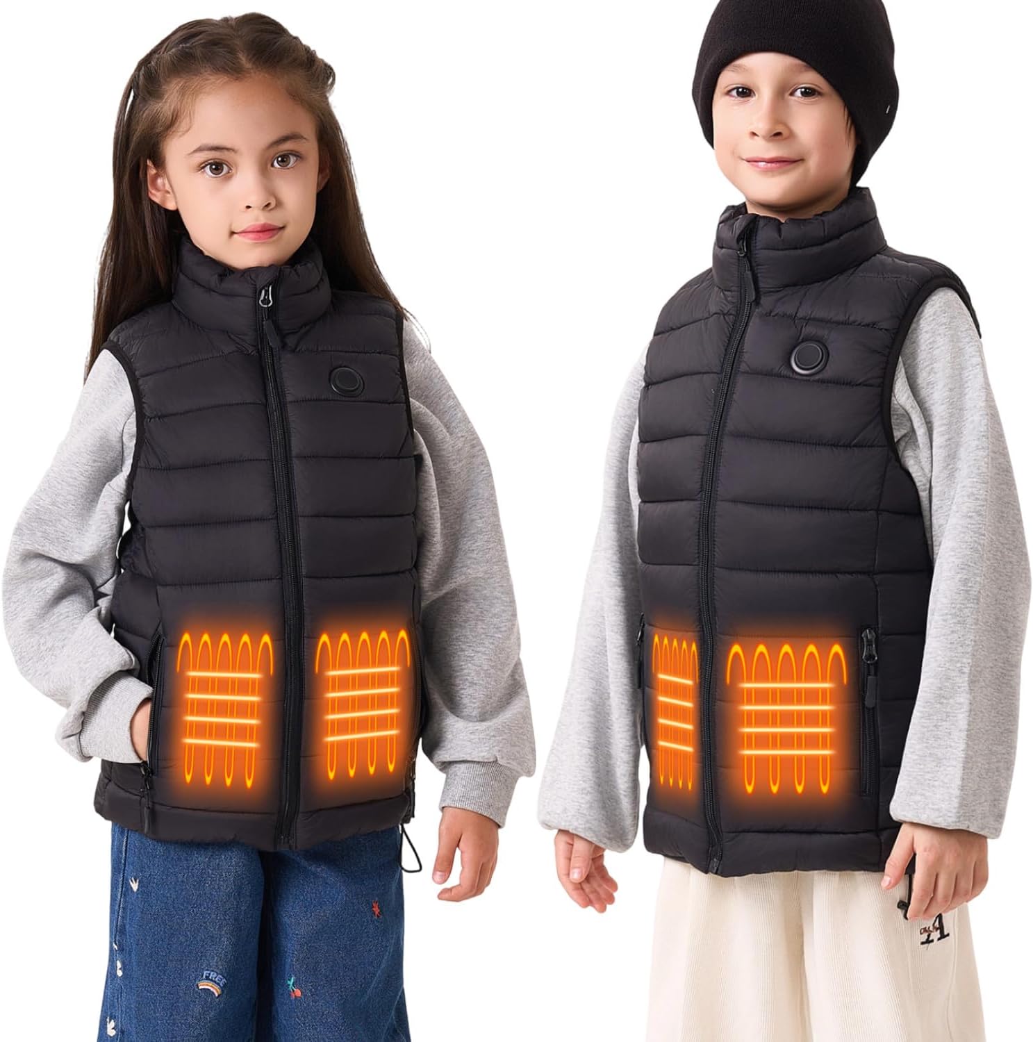 ACCNUO Kids Heated Vest Boys Girls Heated Vest with battery pack included 7.4V 10000mAh Outdoor Kids Heated Coat