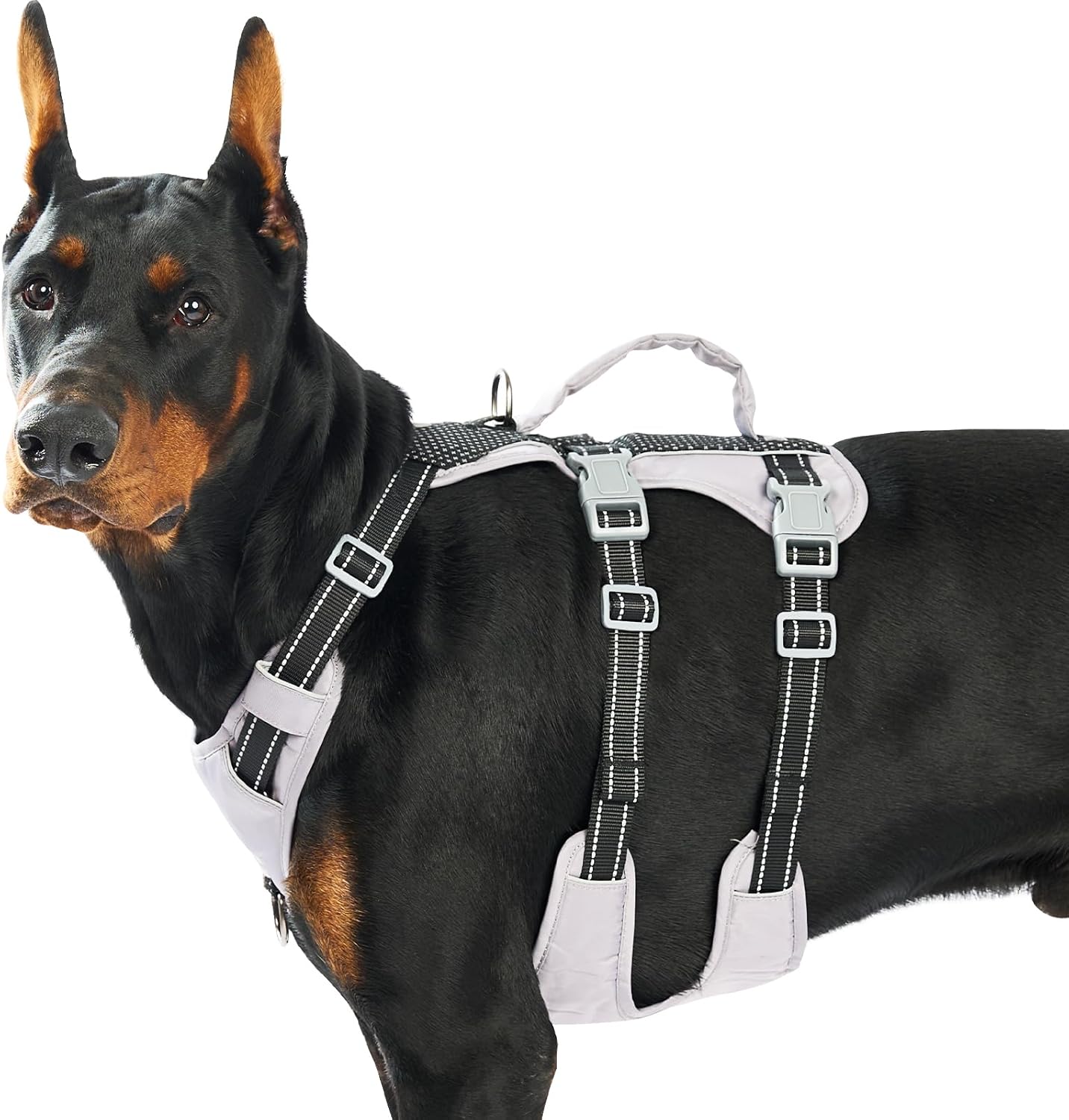 Huntboo Reflective Dog Harness with Handle, Escape Proof, No Slip, Breathable, Lightweight, Adjustable Lift Harness for Small, Medium, and Large Dogs Walking, Training, and Running Gear(Black,XL)