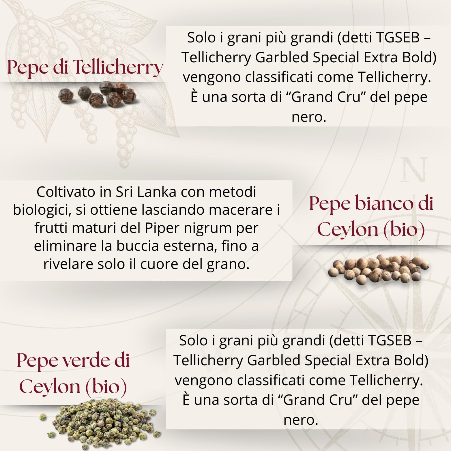 Set regalo 6 pepi rari dal mondo – Silkflair 45°N “Il regno dei pepi” | Box gourmet regalo con selezione di pepi pregiati | 6 schede, 1 pieghevole + card sorpresa