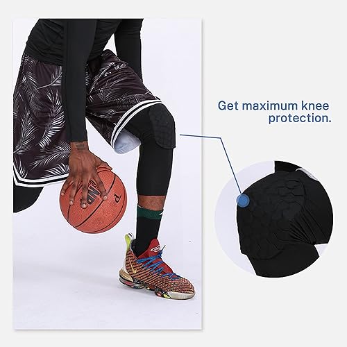 Miniatura 2 de Pantalones de baloncesto juveniles con rodilleras, pantalones de compresión capri 34 para niños de 4 a 16 años