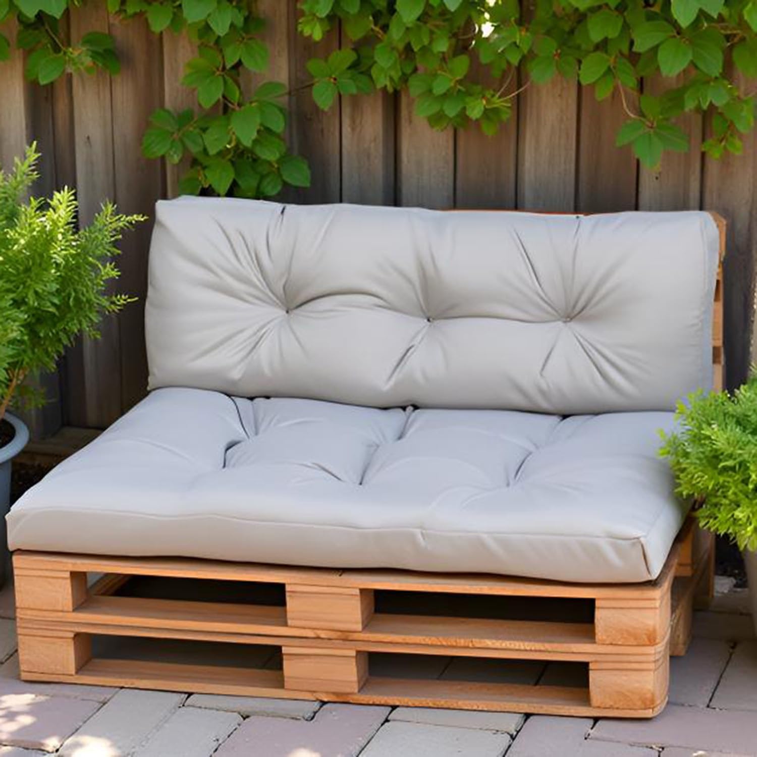 Cojines Palets 120×80 120×60 80×60 100×60 Exterior 2-Piezas Cojín de Palé Impermeables Cojines for Sofas de palets Asiento, Respaldo de Jardín y Terraza(Negro,80x80+80x40cm)