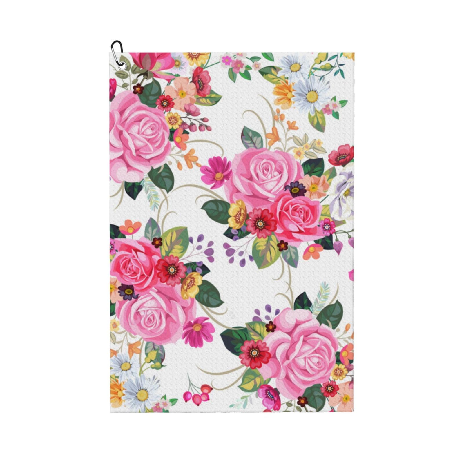 Hnnkloy Vintage Bouquets Flower, 16x24 in Portable Waffle Golf Towels with Carabiner Clip for Golf Bag