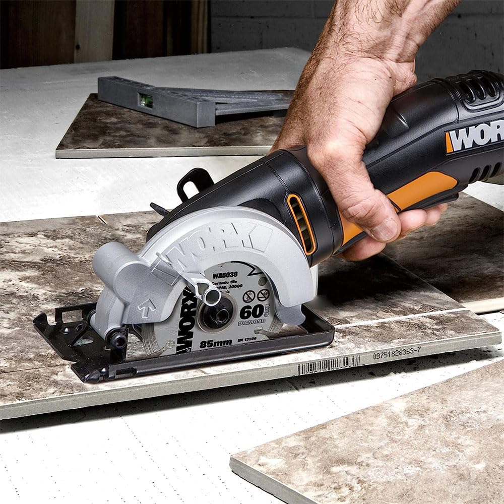 WORX WX423.1 Compacte cirkelzagen 400 W - Stationair toerental 3600/min - 27mm zaagdiepte - bediening met één hand - snelle diepte-instelling - spindelvergrendeling - veiligheid door aluminium