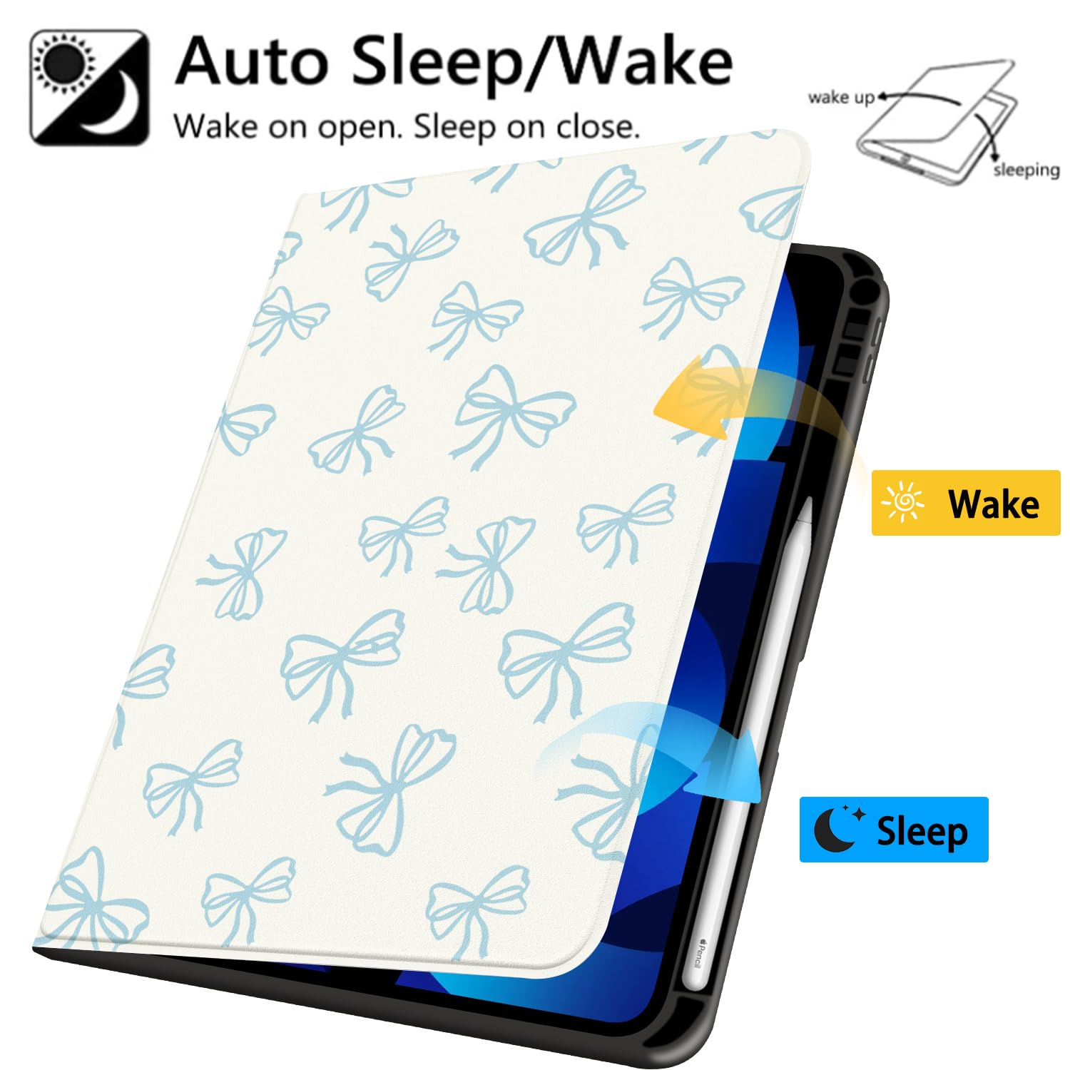 iPadアクセサリー PUFFY BOOKCLUB pillow iPad case blue Amazon.com: JOYLAND Dark Blue Bow Pad Case Blue Cover for