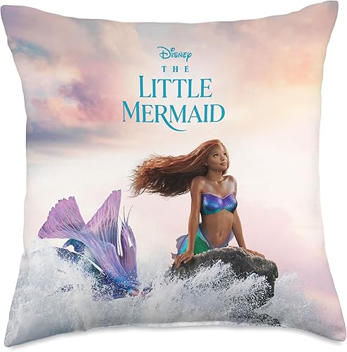 Disney Little Mermaid Ariel - Almohada de película de acción en vivo, 18 x 18 pulgadas, multicolor