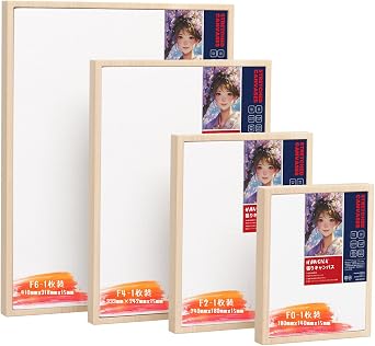 HANSILK Canvas Wooden Frame Stretched Canvas 4-Piece Set Canvas Board Thick Cotton Wood Frame Suitable for Watercolor, Oil Painting, and Acrylic Painting Oil Leak Prevention Canvas Set Wall Hanging