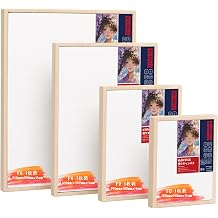 HANSILK Canvas Wooden Frame Stretched Canvas 4-Piece Set Canvas Board Thick Cotton Wood Frame Suitable for Watercolor, Oil Painting, and Acrylic Painting Oil Leak Prevention Canvas Set Wall Hanging