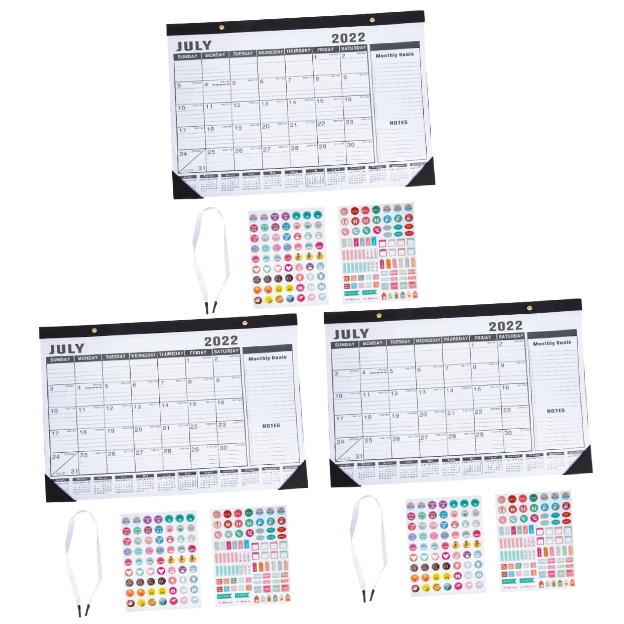 VILLCASE 3stücke Englischer Wandkalender Multifunktionaler Hängender Kalender Für Büro Und Zuhause Praktischer Monatskalender Mit Klarer Druckqualität Und Aufkleber Planung