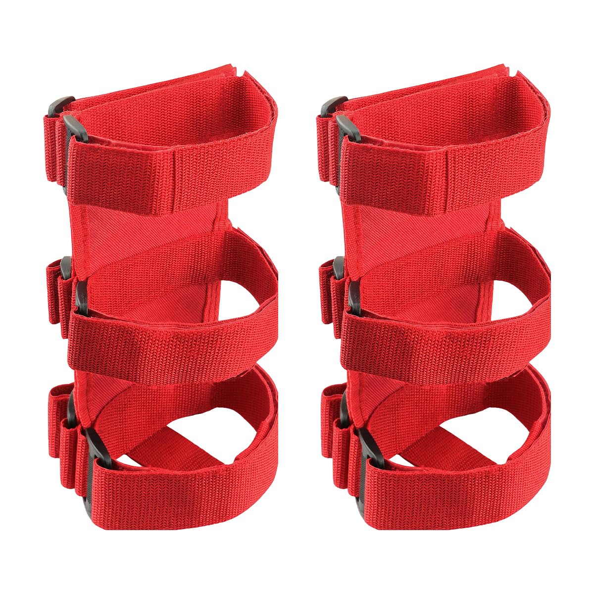 Ohleats Roll Bar Fire Extinguisher Holder, Adjustable Fire Extinguisher Mount Strap with American Flag Pattern, Car Accessories Fixed Belt for Wrangler JK JKU TJ CJ (No Pattern, Red, 2 PCS)