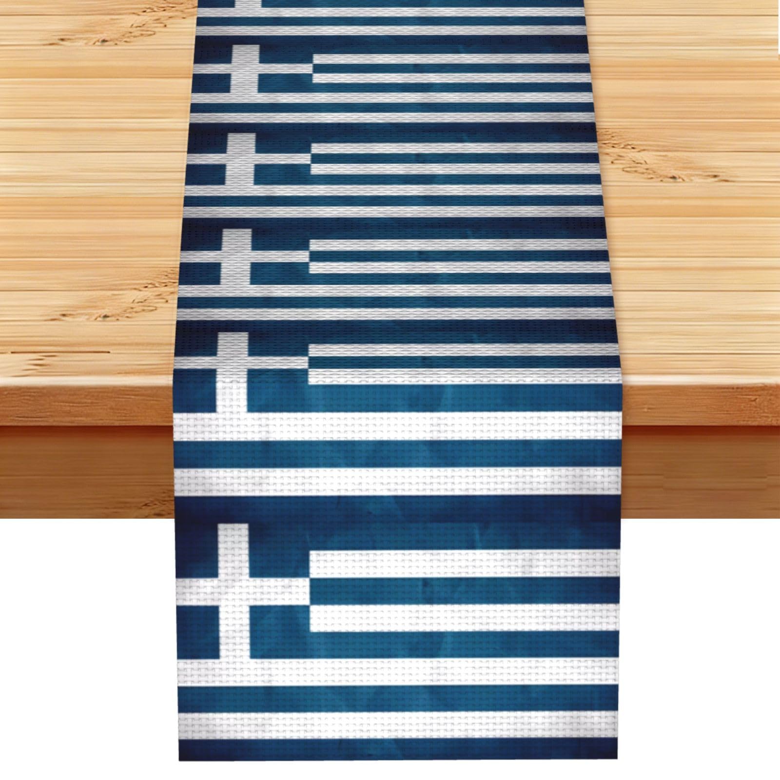 greek flag Table Runner 13x72 Inch Dining Decor