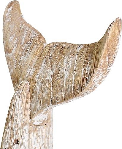 Miniatura 3 de Linfevisi Decoración de cola de ballena de madera, decoración náutica de mesa, estatua de cola de ballenas de madera maciza, escultura de pie,