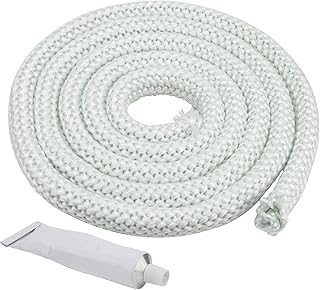 GJK Wood Furnace Door Seal Kit Compatible with Central Boiler 5036, 5648,6048, HF60 Series, 10 FT Fiberglass Door Seal Rope with 2 Oz Silicone Adhesive