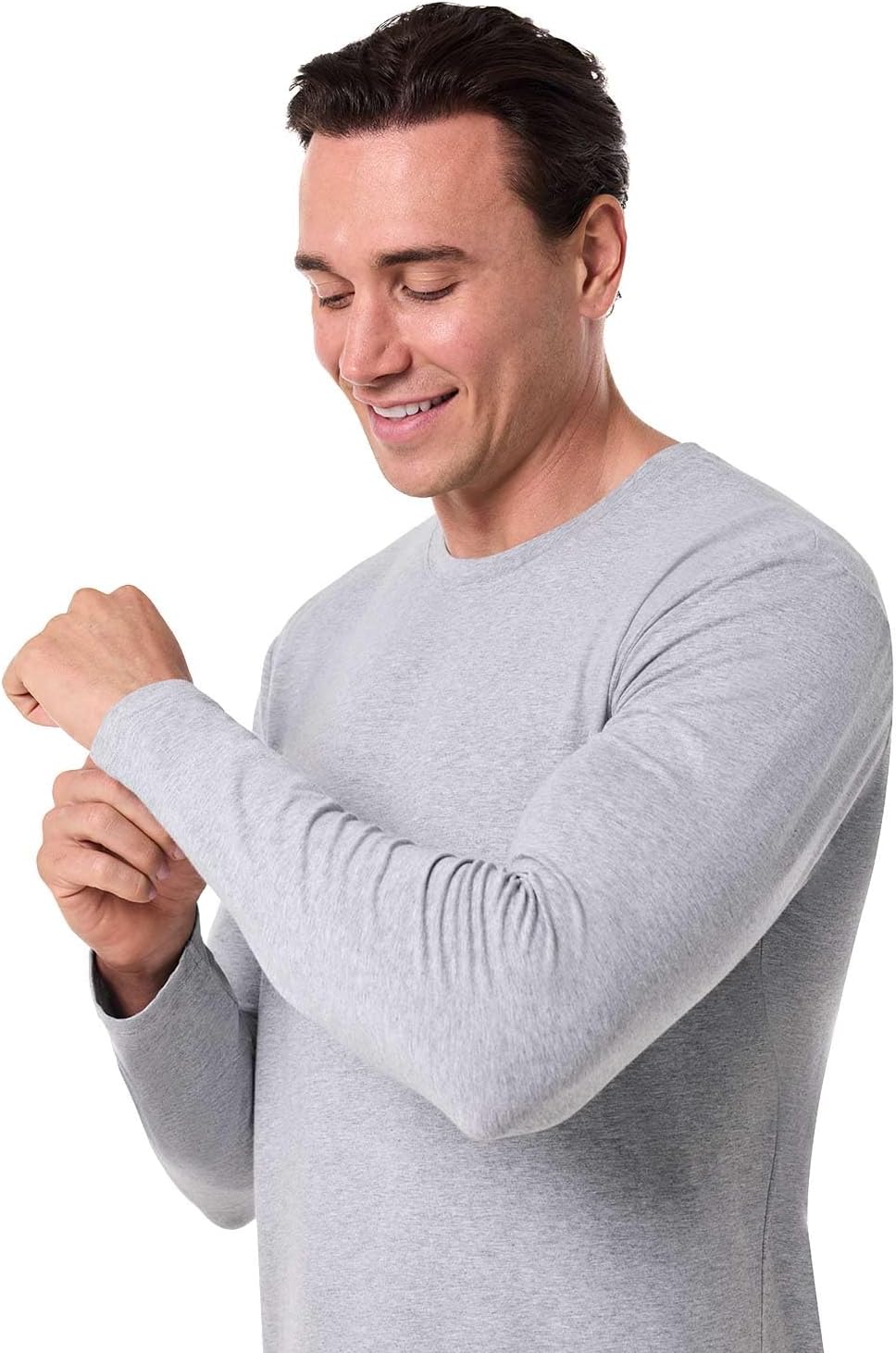 Coolibar UPF 50+ Men's Long Sleeve T-shirt - Sun Protective (Small - Grey Heather) Small Grey Heather - Image 5