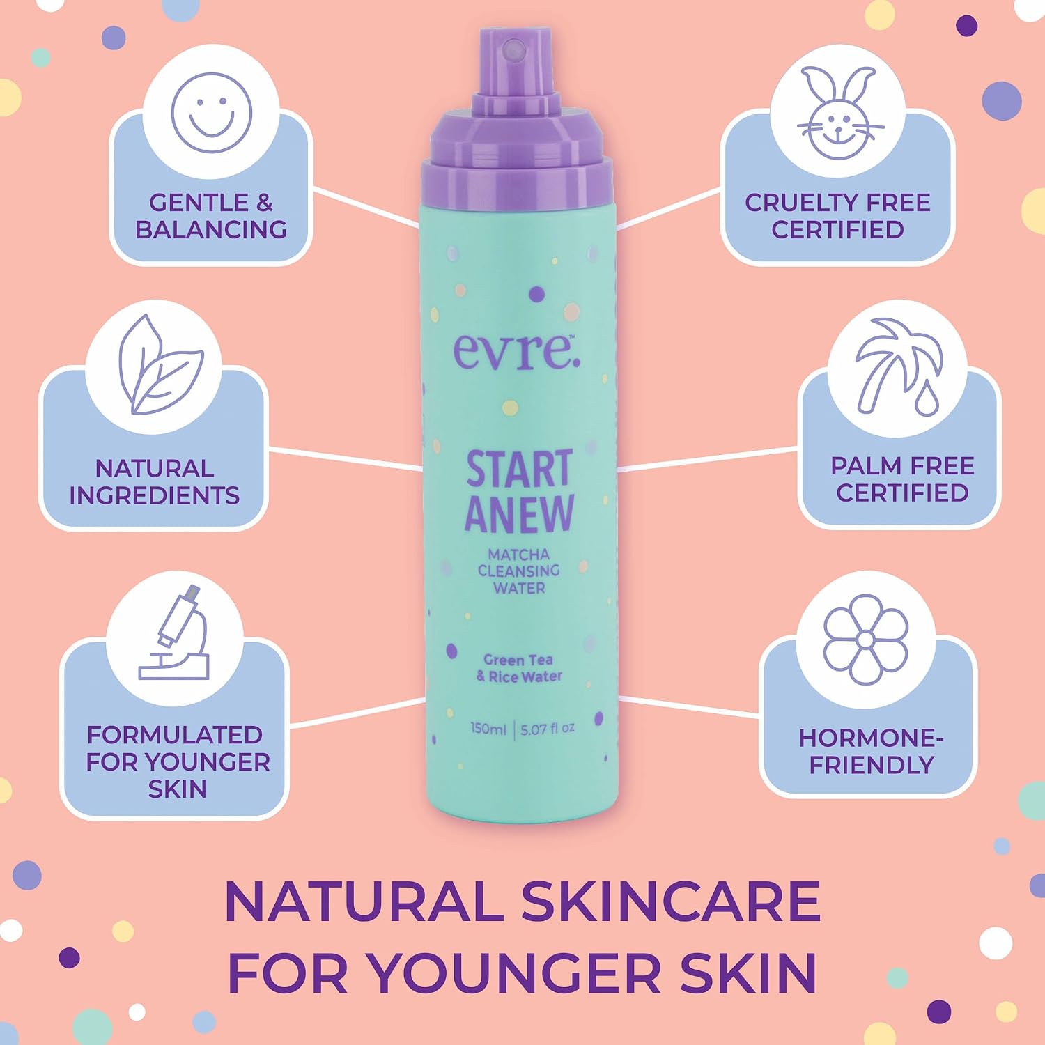 Evre Start Anew Teen Matcha Cleansing Water, Micellar Cleanser - 5.07 Fl Oz