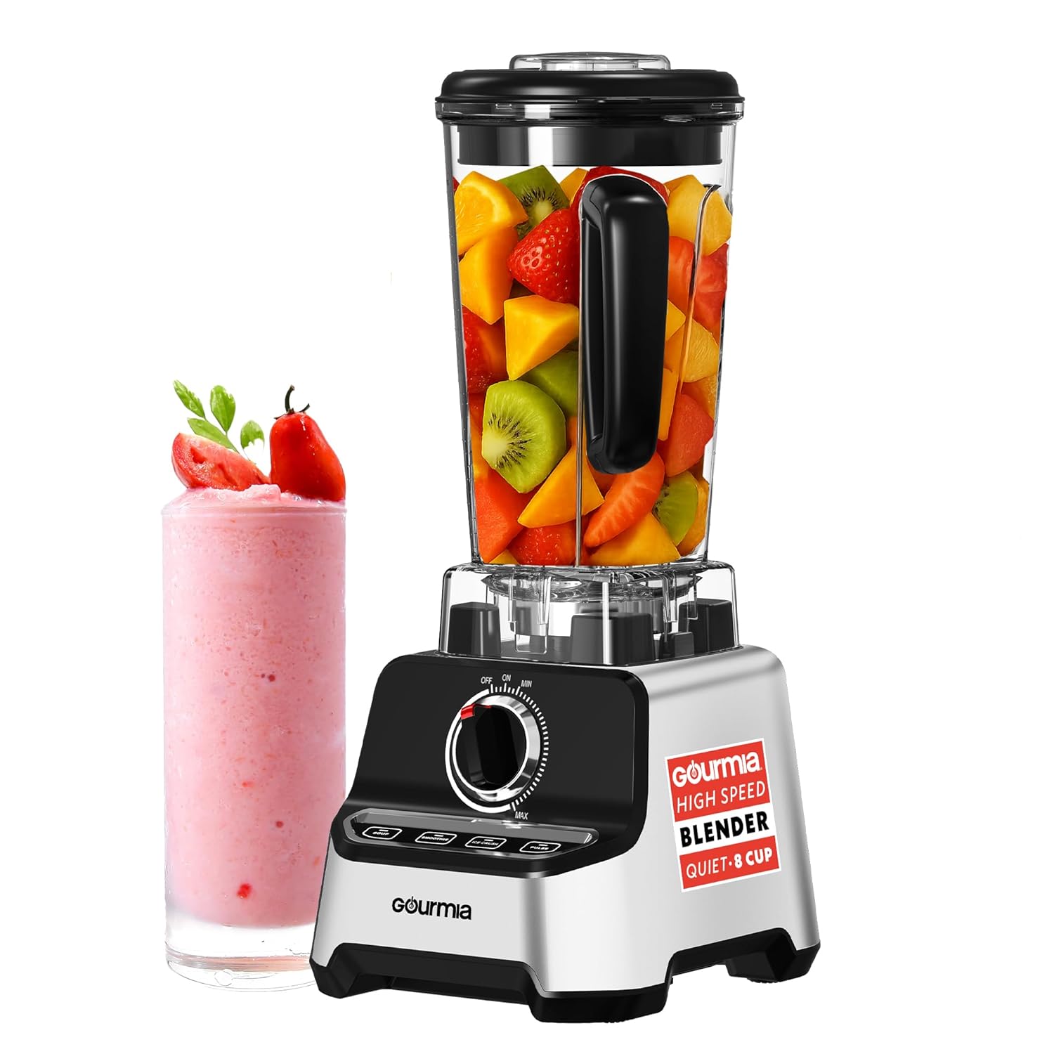 Gourmia Heavy Duty Countertop Blender 2L BPA-Free Pitcher 1500W High-Speed Motor 45 000 RPM 4 Presets Variable Speed