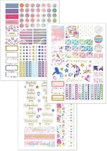 Miniatura 4 de Paper House Productions Planificador de 12 meses sin fecha de 9.5 pulgadas con calcomanías de bandera de mes y evento, vida estudiantil