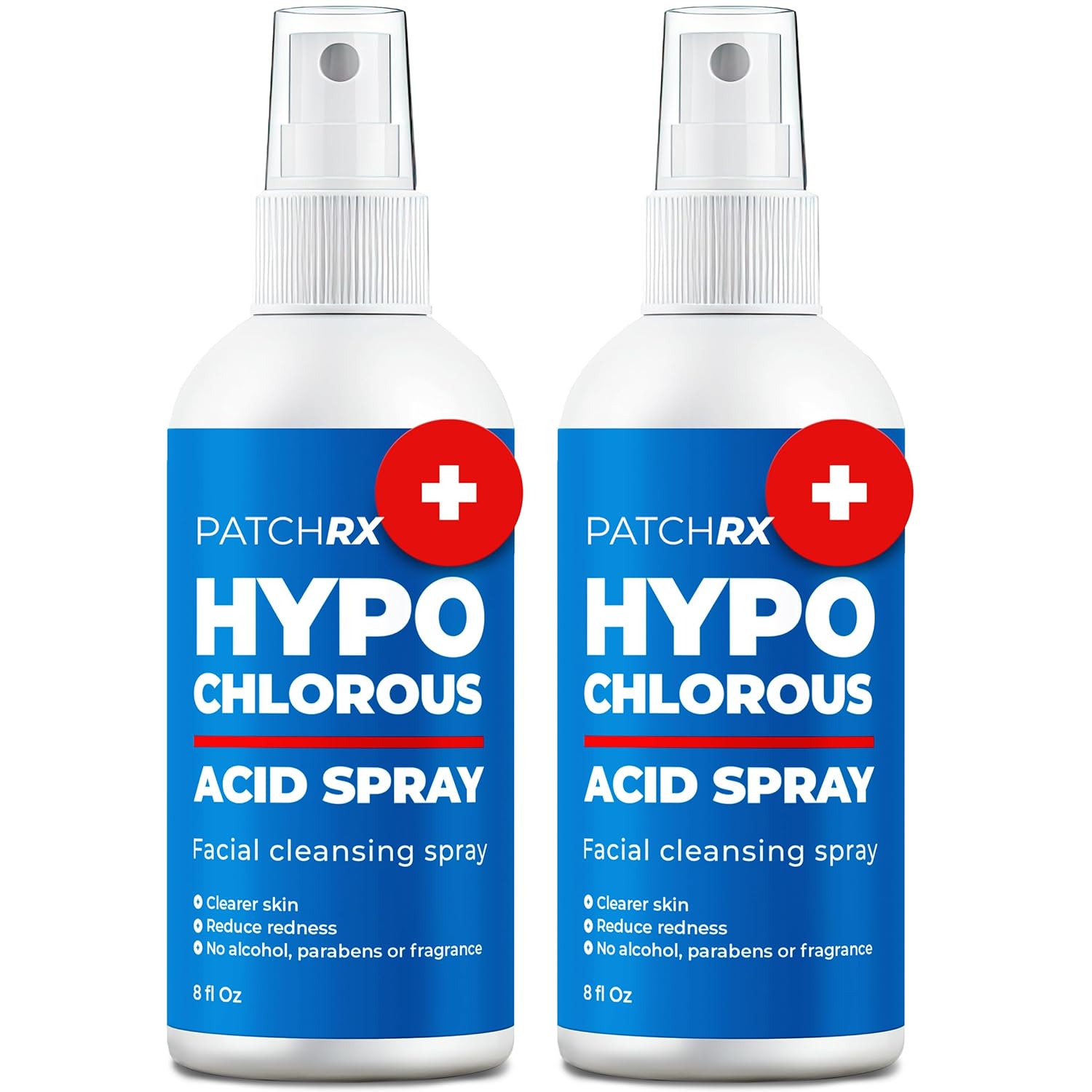 PatchRx Hypochlorous Acid Spray (8oz, 2 packs), HOCL Facial Cleanser Acne Spray for Face, Body, Eczema, Pimples, Breakouts & Overall Skin Recovery (Reduces Redness)