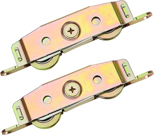 Huazu Rodillos para puertas correderas de alta resistencia, rodamiento de bolas de acero de 1-14 pulgadas, lados ajustables, juego de 2 piezas con