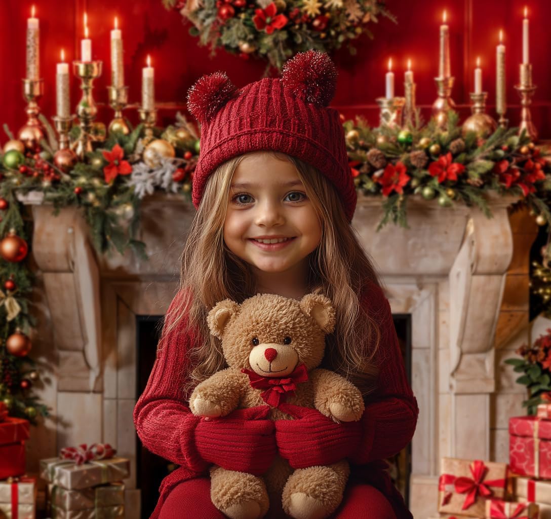 Kate 7x5ft/2.2x1.5m Christmas Backdrop Fireplace Gifts Candles Xmas Tree Photo Background Photography Studio Props