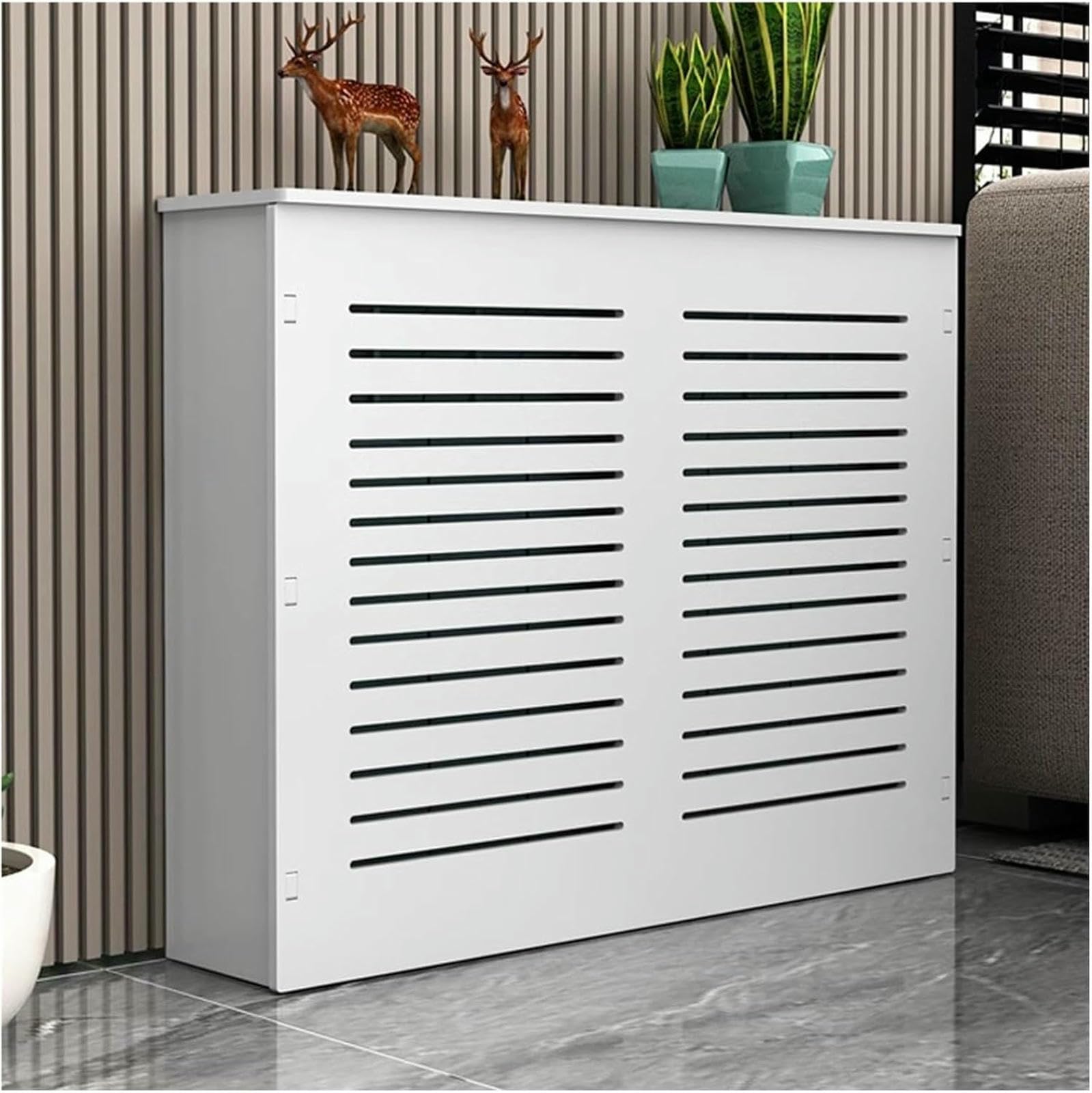 Cubierta de radiador blanco de madera MDF resistente para oficina 1
