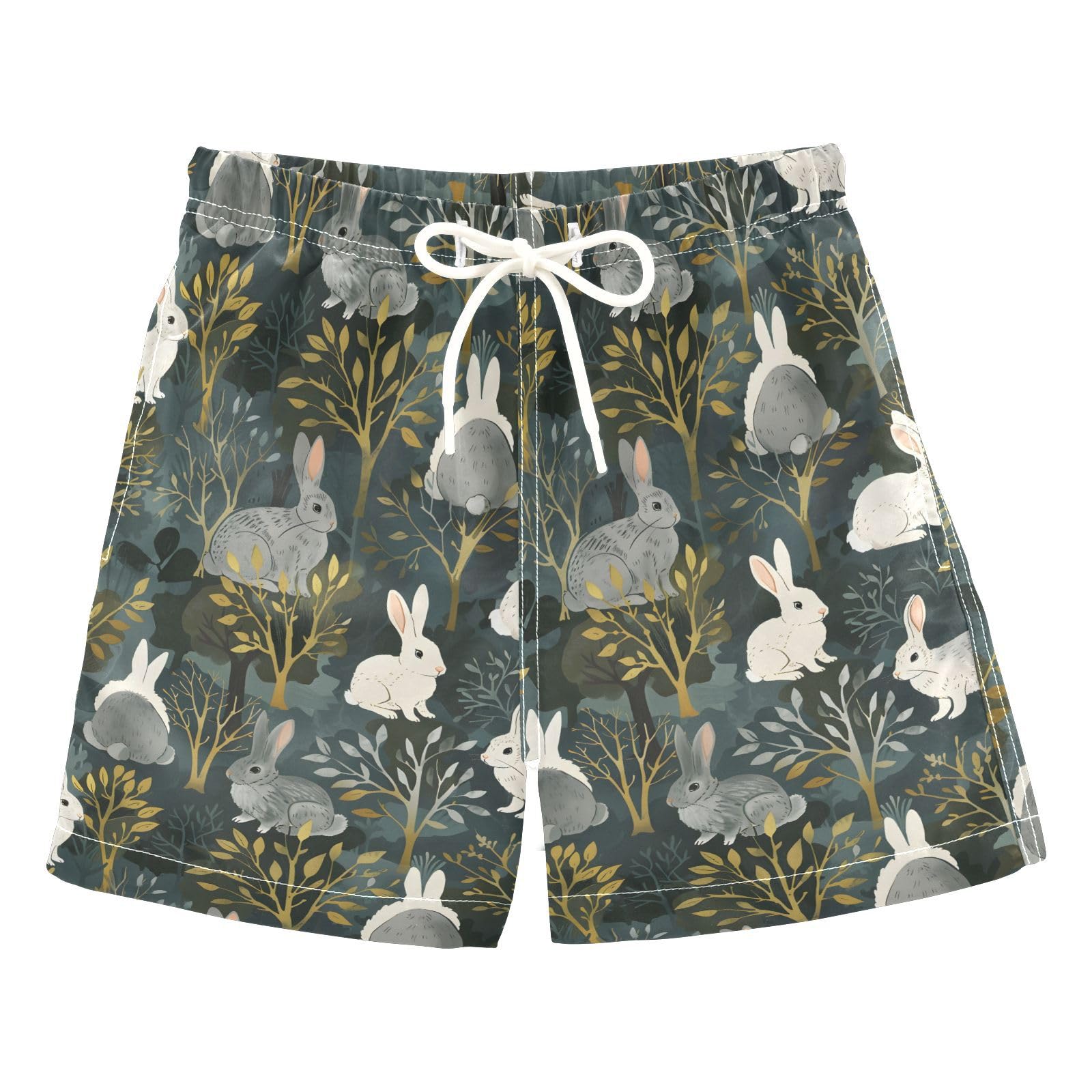 Cute Rabbit Tree Boys Swim Trunks Toddler Shorts Swimwear Boardshorts Multicoloured