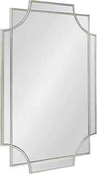 Kate and Laurel Minuette Glam Wall Mirror, 24 x 36, Silver, Elegant Traditional Home Decor with A Boho Charm