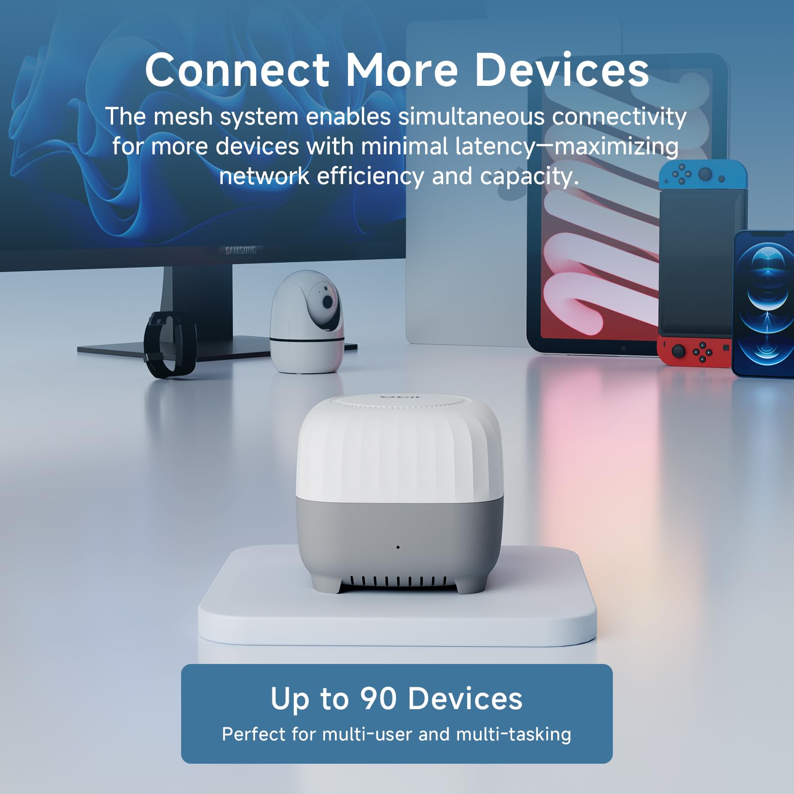 DBIT AC1200 Sistema WiFi de malla para todo el hogar, cubre hasta 6,000 pies cuadrados, red de malla de doble banda de 1200 Mbps para 90 dispositivos, reemplaza al enrutador inalámbrico y extensor