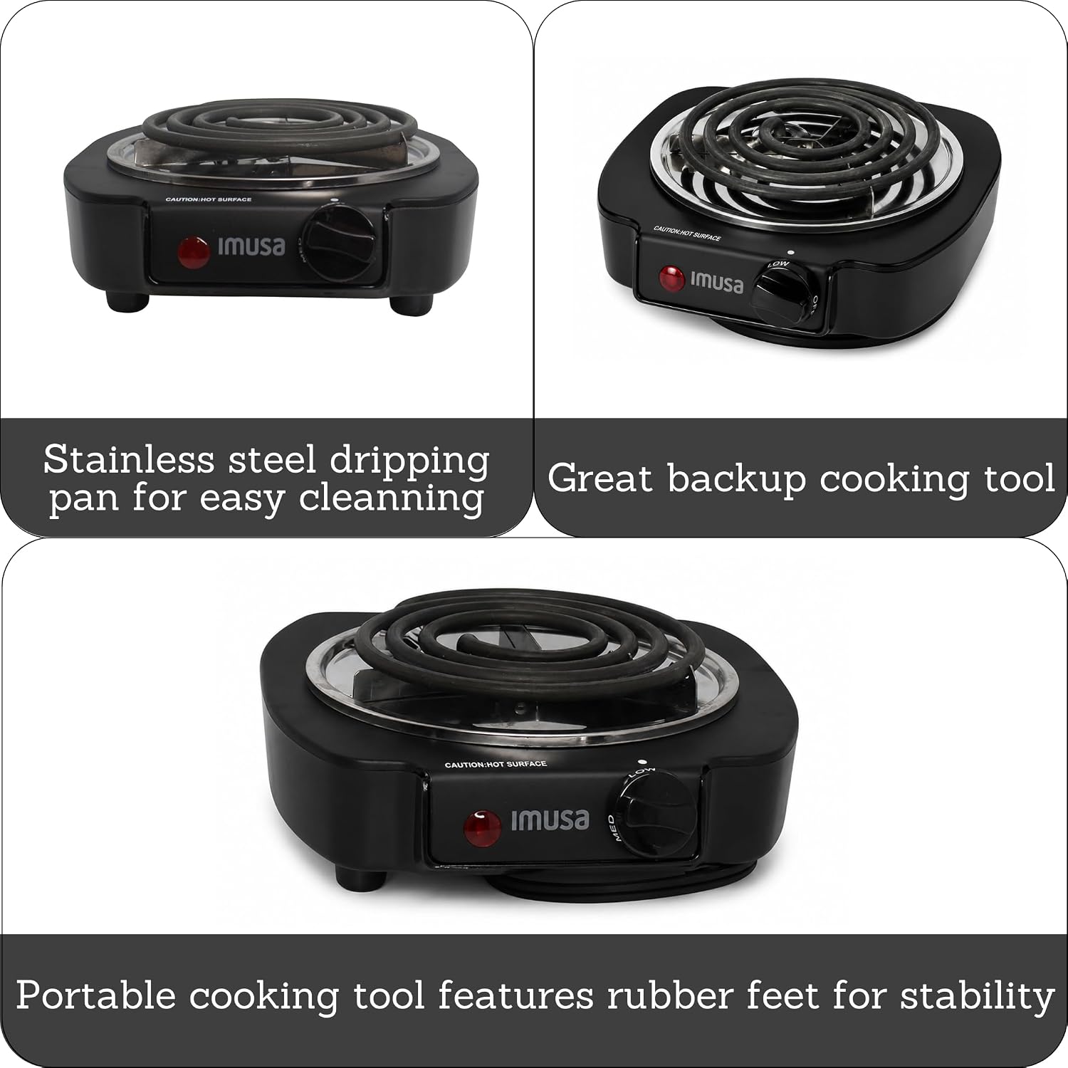 IMUSA Single Electric Burner, Black image 2