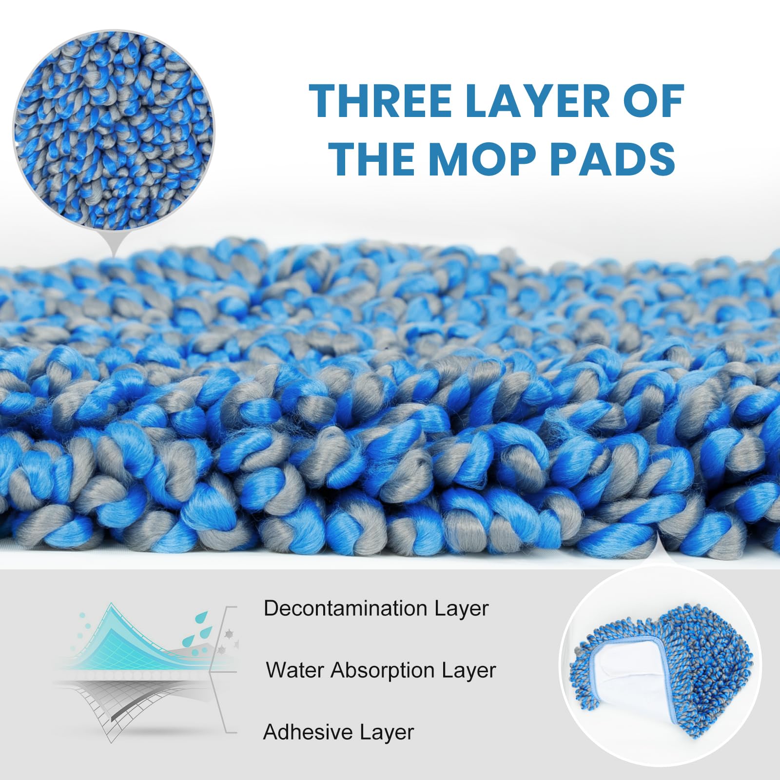 Trapeador de polvo para suelo de madera dura, lavable en húmedo y seco, con mango largo de 58 pulgadas, mopa de microfibra giratoria de 360° para madera, laminado y suelo de baldosas 4