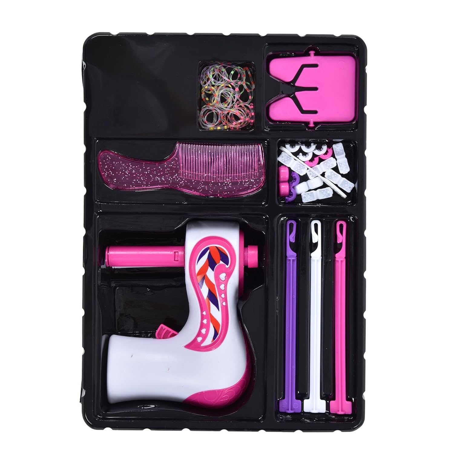 Generic DIY Electric Hair Braider Kit with One Button Control, Safe for Kids, Suitable for Girls, Women over 6 Years Old, Plastic Material