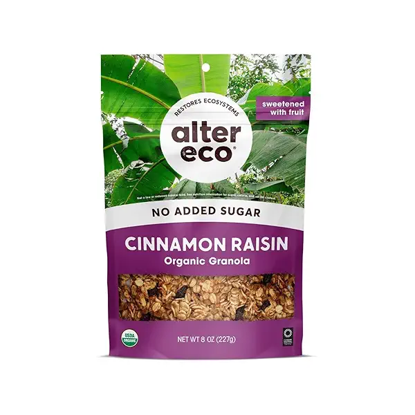 Alter Eco Cinnamon Raisin Granola, Healthy, Organic Breakfast & Snack, Naturally Sweetened with Fruit, Vegan, No Artificial Sugars or Additives, Regeneratively-Farmed Oats (Cinnammon Raisin - 1 Pack) 1