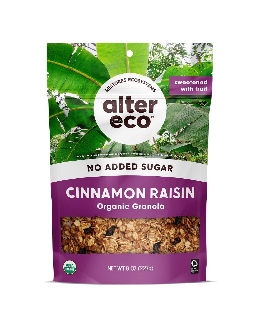 Alter Eco Cinnamon Raisin Granola, Organic Vegan Snack, 1 Ounce