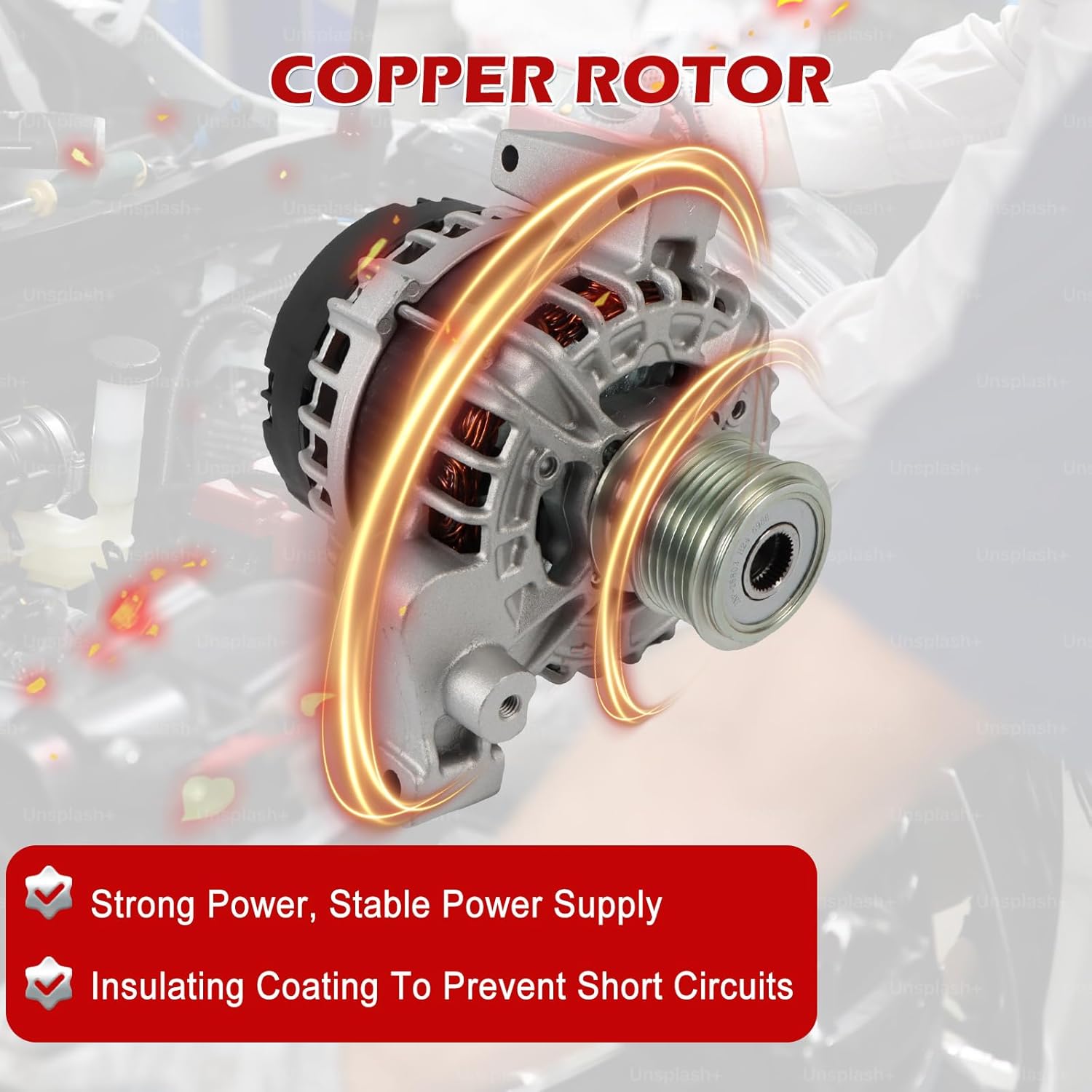 New 11722N Alternators 12V 180A CW 6 Grooves Pulley 0125811006 Car Alternator for 2015 Discovery Sport 2013-2015 LR2 2012-2018 Range Rover Evoque L4 2.0L