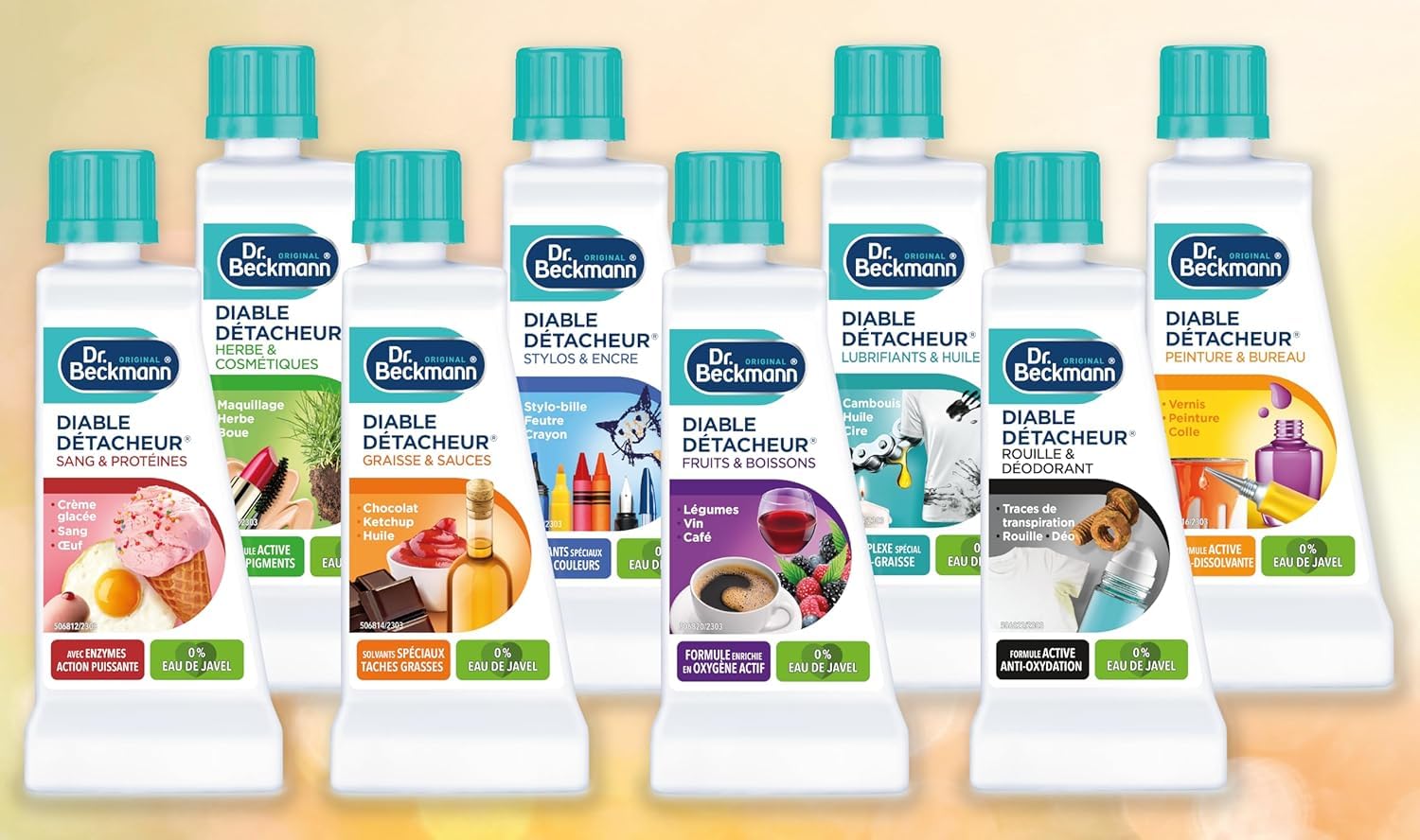 Dr. Beckmann - Le Kit de Secours - 8 Détachants Textile Dr. Beckmann – Détachants Linge Puissants pour Huiles, Chocolat, Ketchup – Produit Nettoyant Sans Javel – Efficaces pour Tous les Textiles