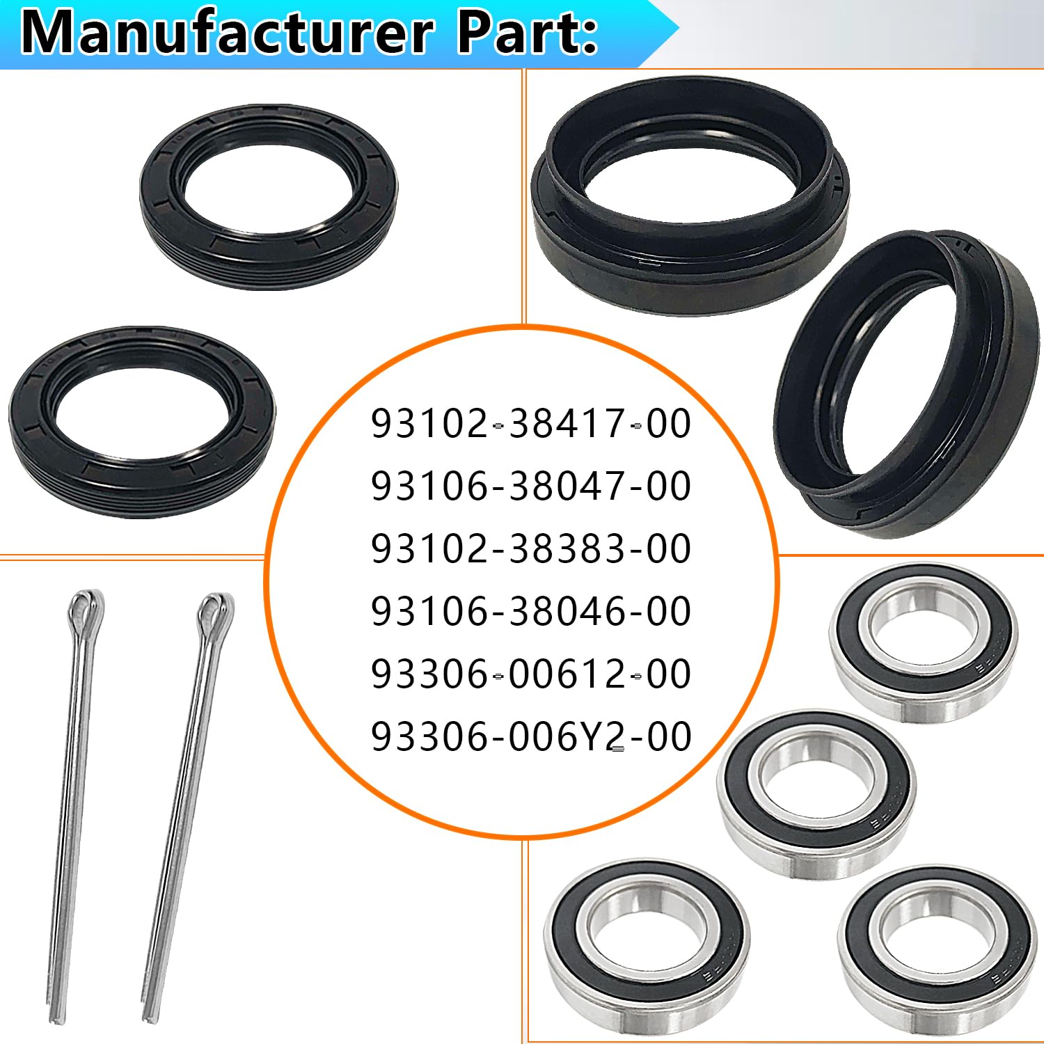 Kit Joints Roulement Roue Avant Yamaha Big Bear Grizzly Kodiak Wolverine Rhino - Complet