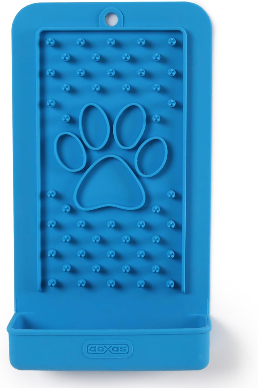 Dexas Snack & Distract Licking Mat with Catch Tray for Dogs and Cats-9.5"x 5.5", Light Gray. Sticks to Most Slick or Smooth Surfaces. Eases Anxiety, Prevents Boredom, Entertains and Distracts.