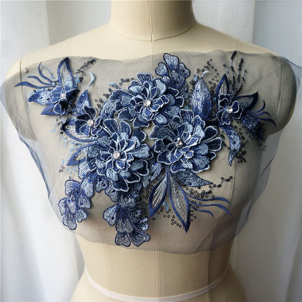 2 Pièces De Fleur En Tissu Avec Strass Et Sequin Pour Robe De Mariée