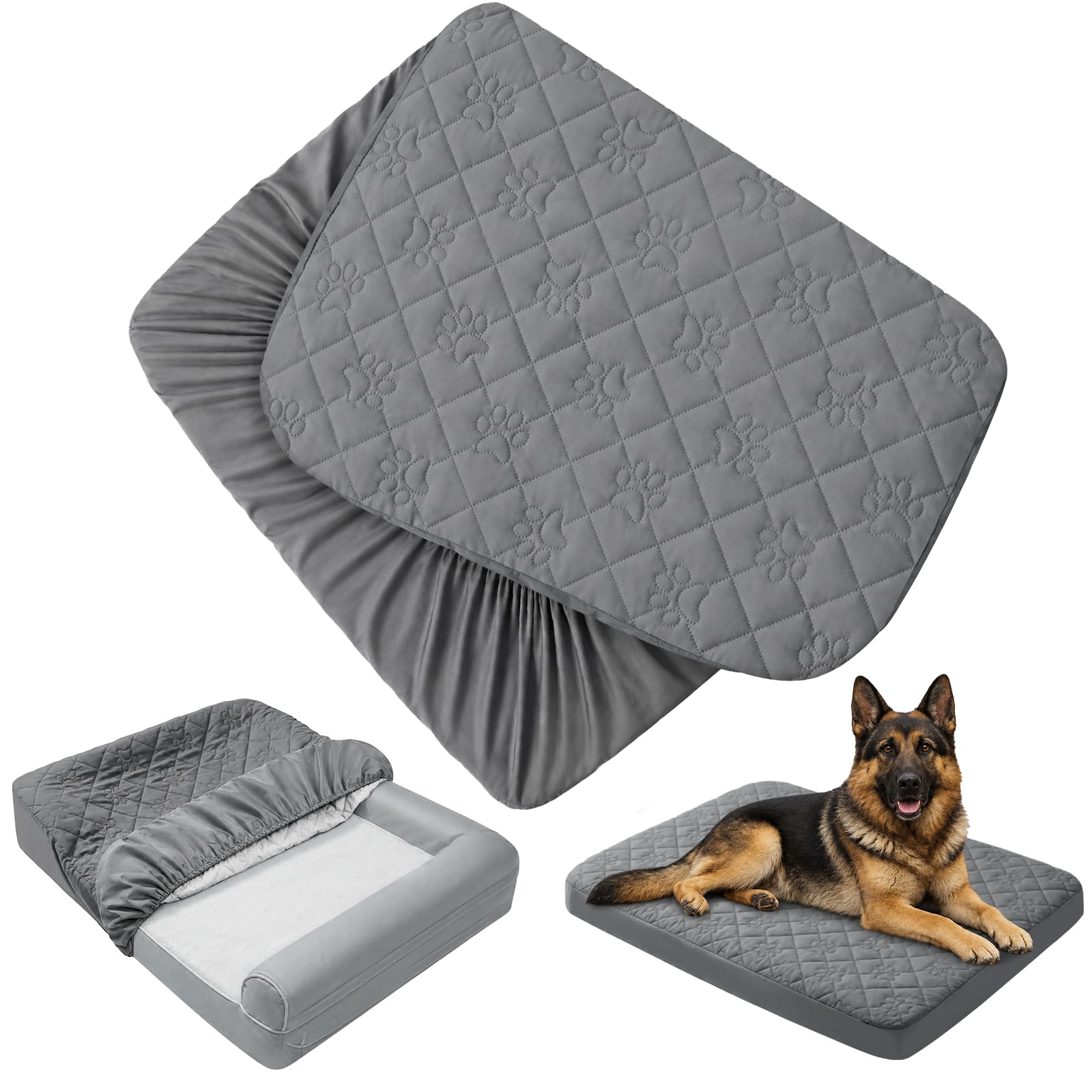 PAWFINITY XXL Waterproof Dog Bed Cover Replacement, Fitted Sheet Washable