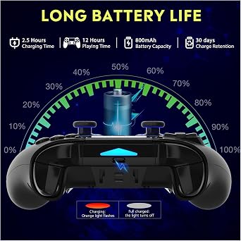 QR&D Sp&ar&k N5 Wireless Controller for PS5 PS3 IOS Android PC Ha&ll Effect 9-color LED lights Vibration effect Gamepad(N5 and PS5 Converter)