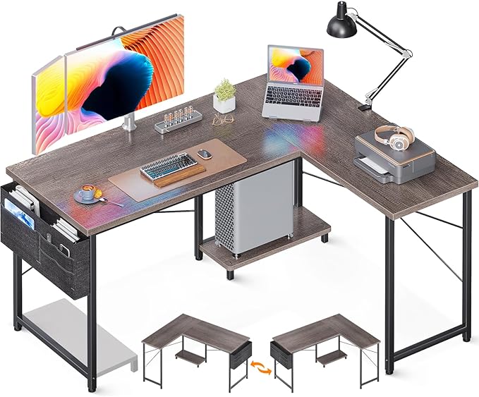 AODK L Shaped Desk, 50 Inch Computer Desk with Storage Bag