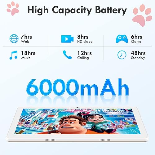 Miniatura 4 de K16 Tablet 10.1 pulgadas Android 11Tablet 2023 procesador de cuatro núcleos con 64 GB de almacenamiento, cámara dual de 2MP+8MP, WiFi, Bluetooth,