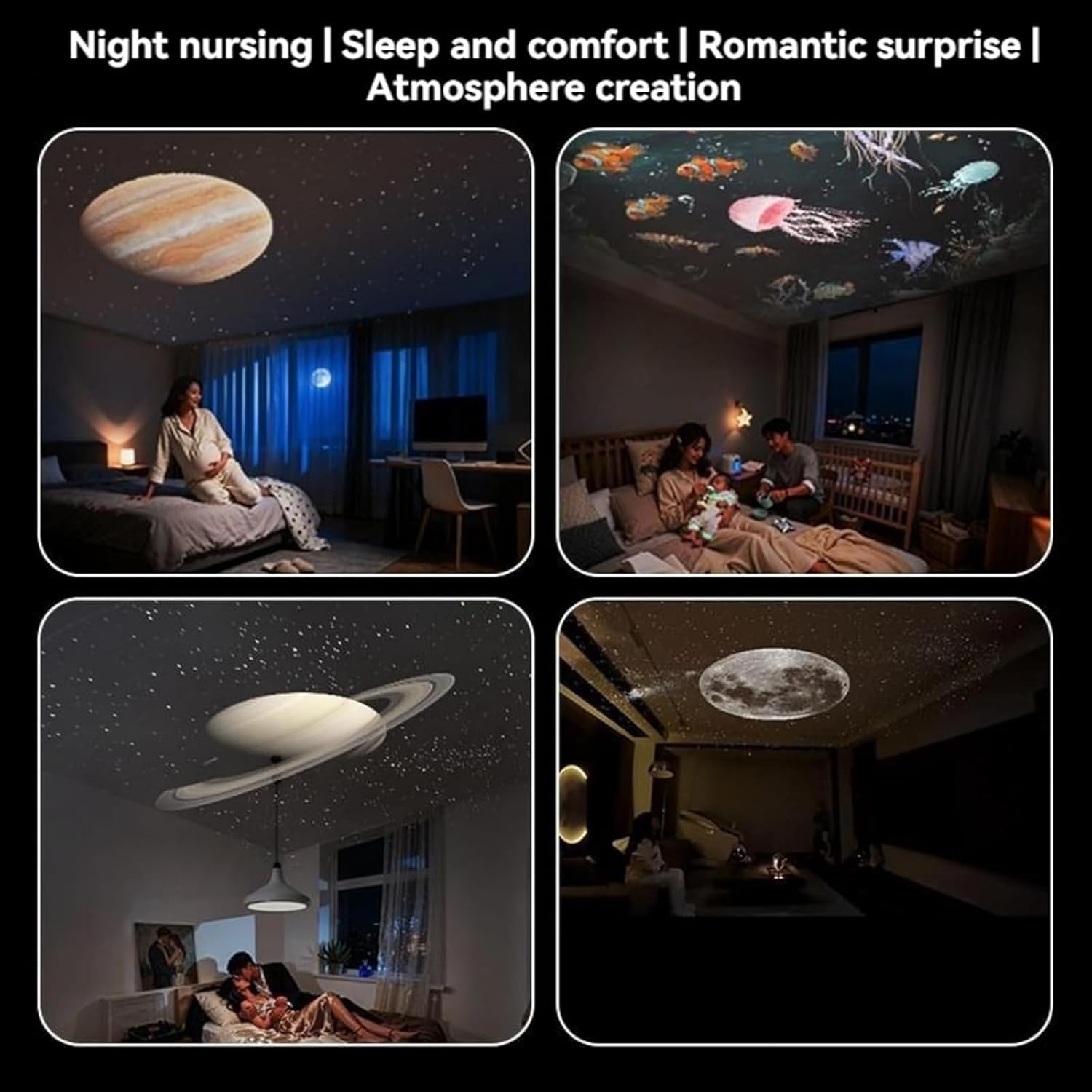 2-in-1 Galaxy Projector Night Light, Portable USB Powered Galaxy Projector, 360° Adjustable, Multiple Projection Films, for Bedroom Hallway Ceiling Decor (1 Pc)