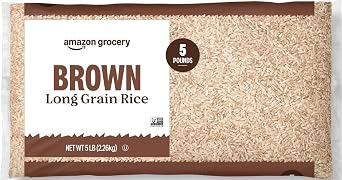 Amazon Grocery, Brown Long Grain Rice, 5 Lb