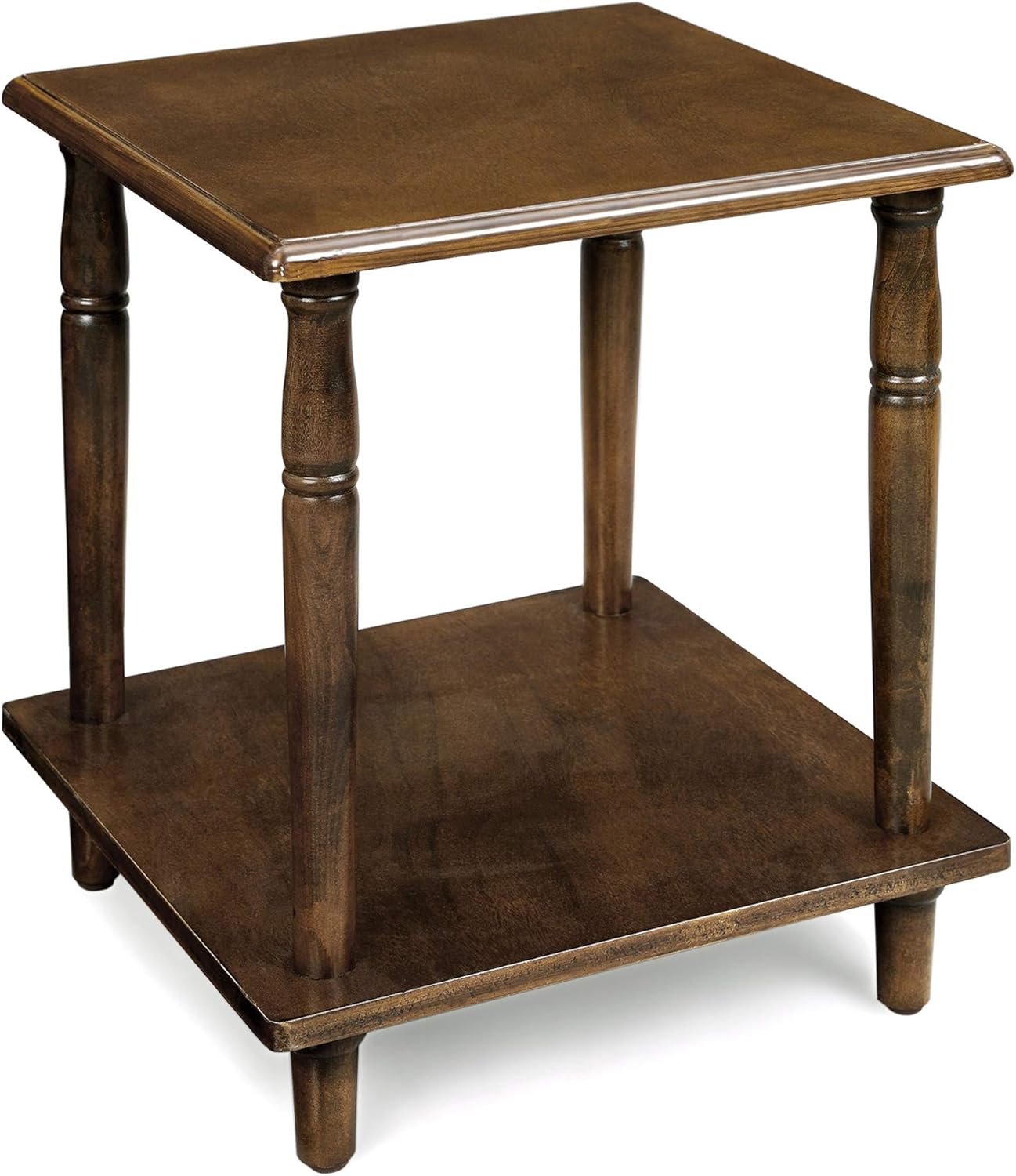 VASAGLE Side Table, 2Tier End Table with Solid Wood Legs