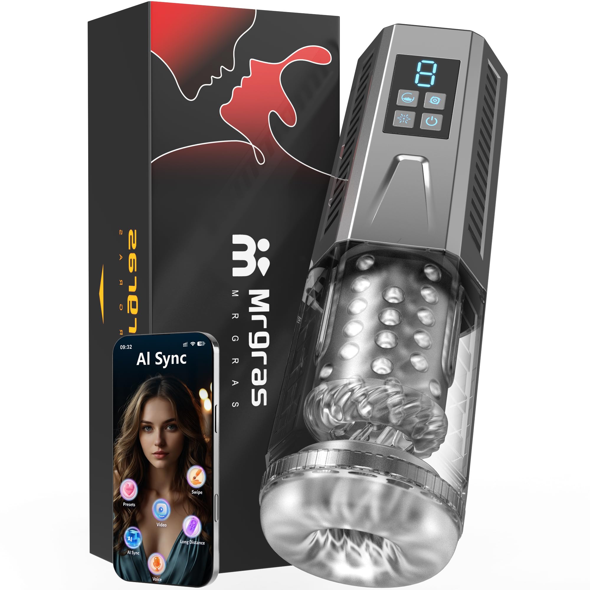 Male Masturbator Sex Toys for Men - AI Video Sync with 7 Thrusting Rotating Vibrating Licking Pocket Pussy
