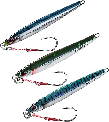 Miniatura 9 de Goture Plantillas de pesca de agua salada de 2.21 a 7.05 onzas con gancho de asistencia, plantillas verticales brillantes, plantilla de plomo rápido