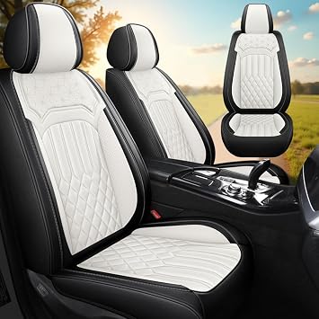 Car Seat Cover for Hyundai Tucson 2011-2026, Waterproof Soft Seat Covers with Airbag Compatible, Automotive Interior Accessories Seat Cushions and Seat ProtectorsBlack&White, 2PCS Front