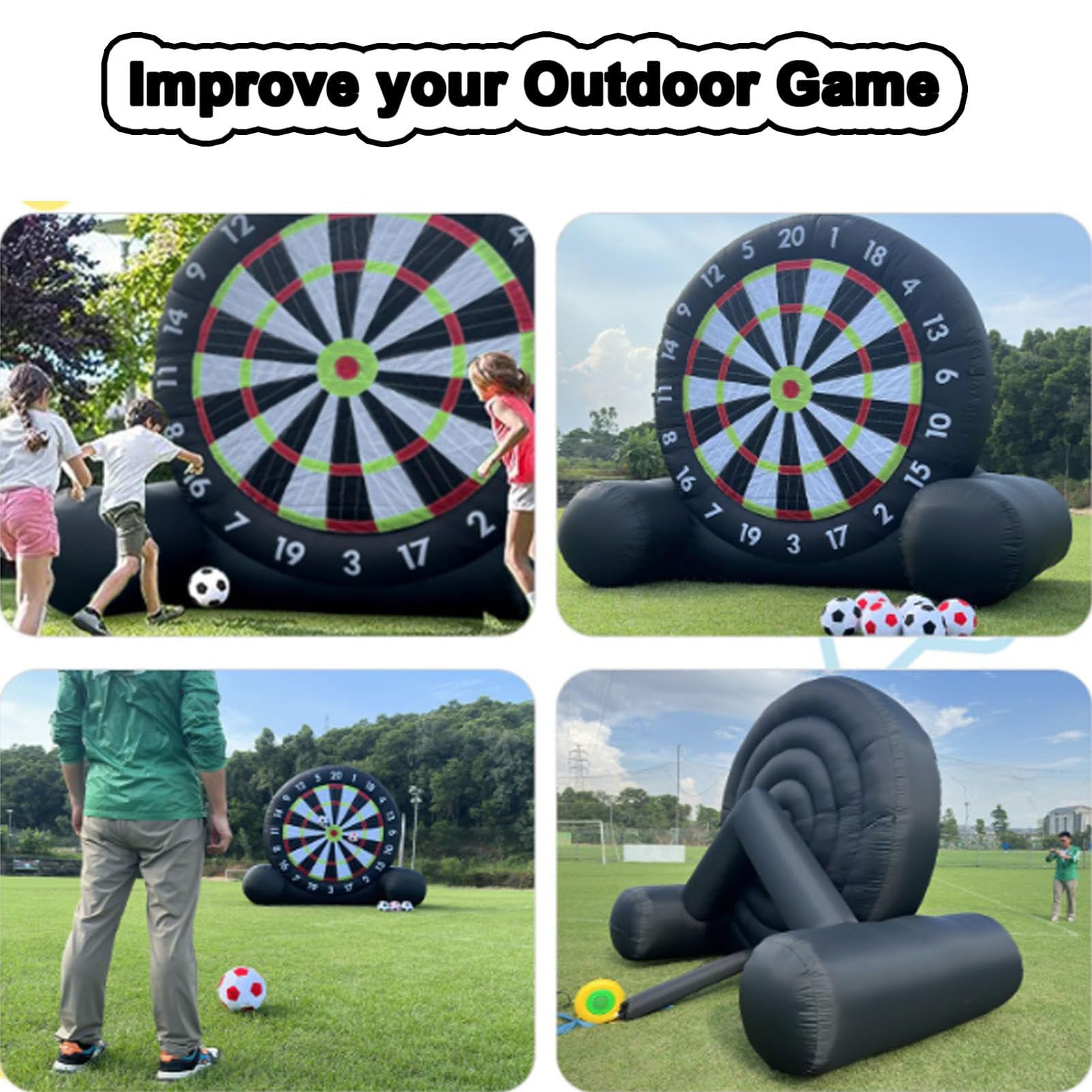 Riesige aufblasbare Fußball-Dartscheibe mit 8 Bällen, Kickball-Dartscheibe, aufblasbare Fußball-Darts mit 350-W-Gebläse und Luftpumpe für Outdoor-Garten, Fitnessstudio, Camp, Sportspiele A-4M/13FT