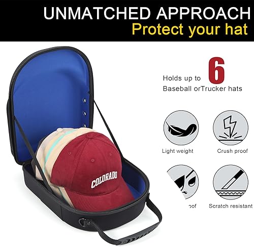 Miniatura 20 de Funda rígida para gorra de béisbol, funda de viaje con correa ajustable para el hombro, funda para 12 gorras de béisbol, perfecta para viajes y Negro
