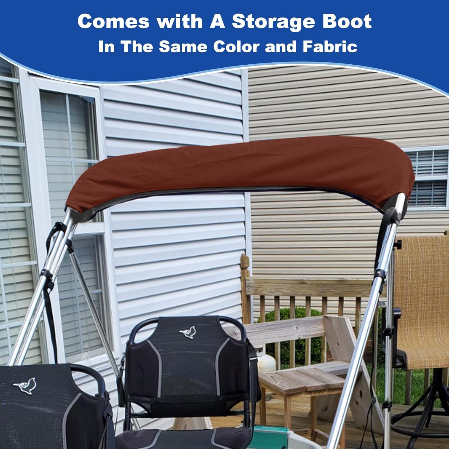 3 Bow Bimini Top Replacement Canvas for Boat,900D Heavy Duty Waterproof Marine Sun Shade Canopy,Easy Install with Zipper Sleeves,Light Hole & Storage Boot, 6'L 61"-66" W Wine Red(No Frame)